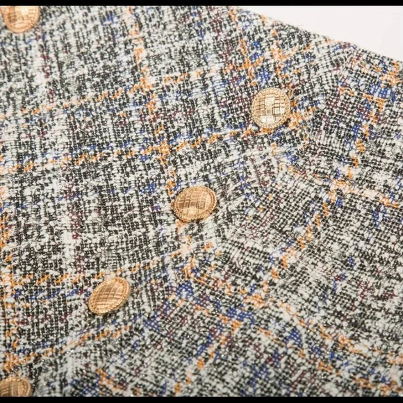 Belle Poque Women's Tweed Skirt Stretchy Business Pencil Skirt Double Breasted - Picture 6 of 8